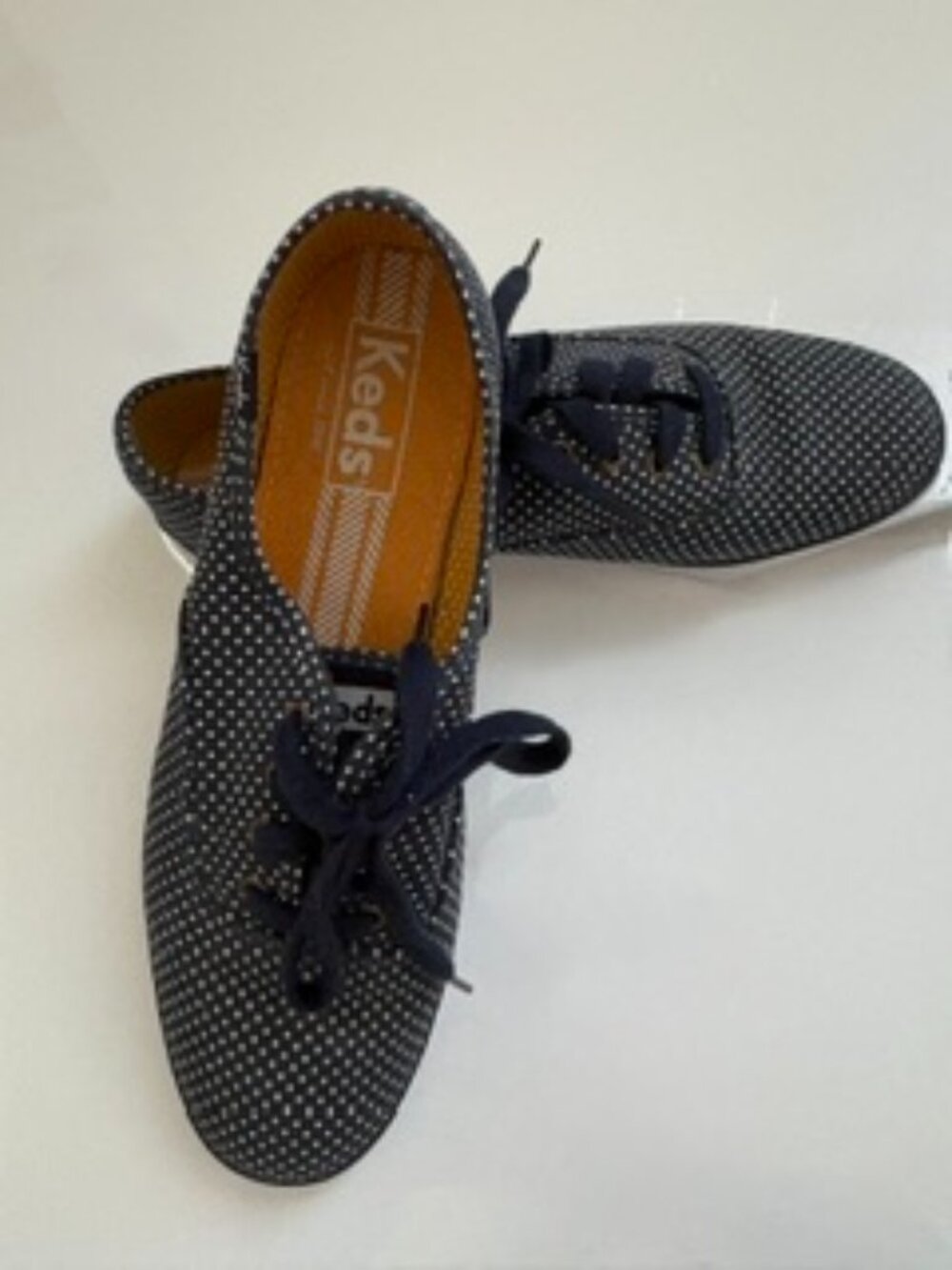 Keds Women's Blue/White Champion Canvas Polka Dot Lace Up Sneakers - 8.5